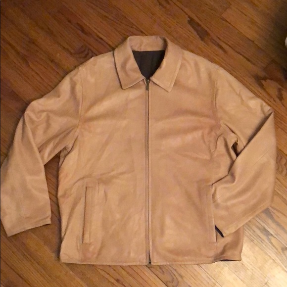 Reversible Tan Genuine Leather Bomber Jacket